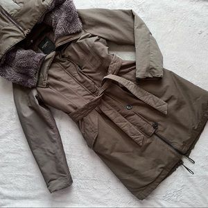 MaxMara Weekend Augusta Faux Fur Hood Belt Arctic Parka Padded Down Jacket Coat